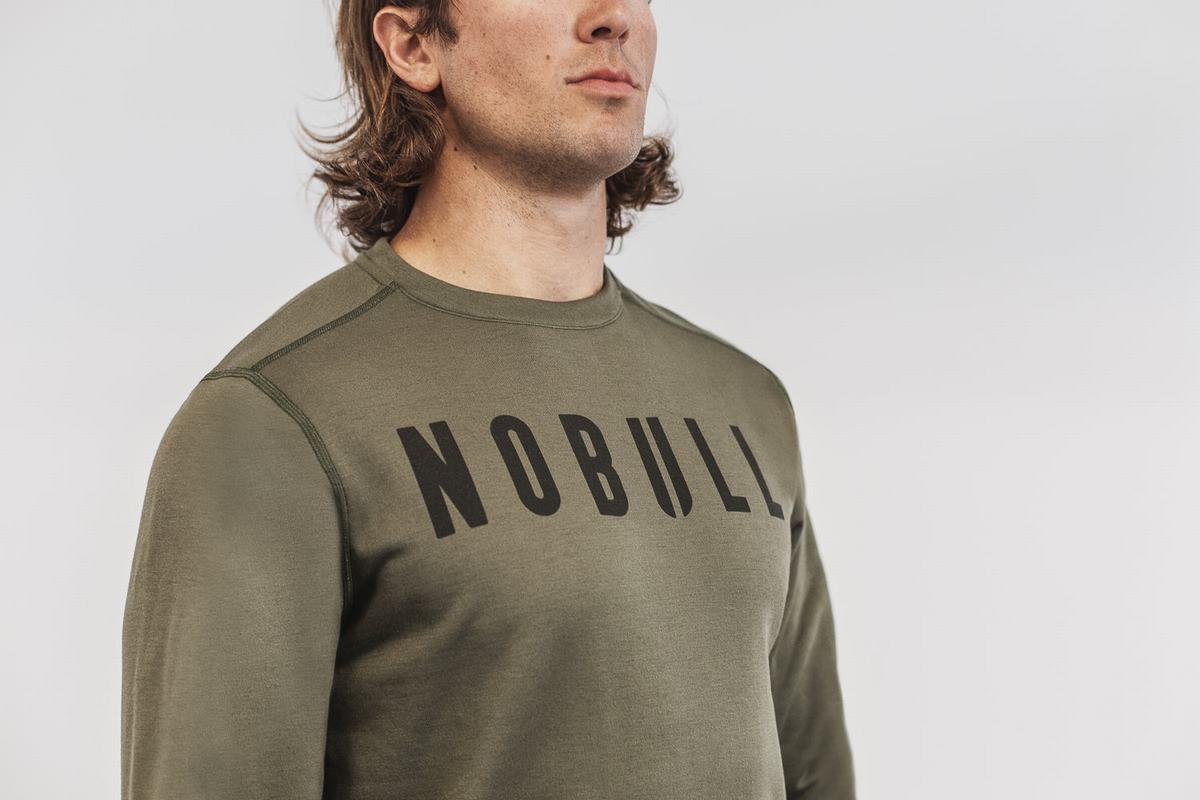 Nobull Crew Men\'s Sweatshirts Green | Australia (FP1356)